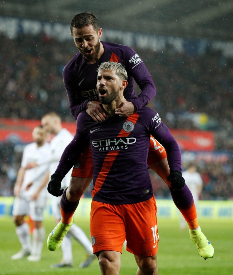  Sergio Aguero scored late on against Swansea City to send Man City into the FA Cup semi-finals