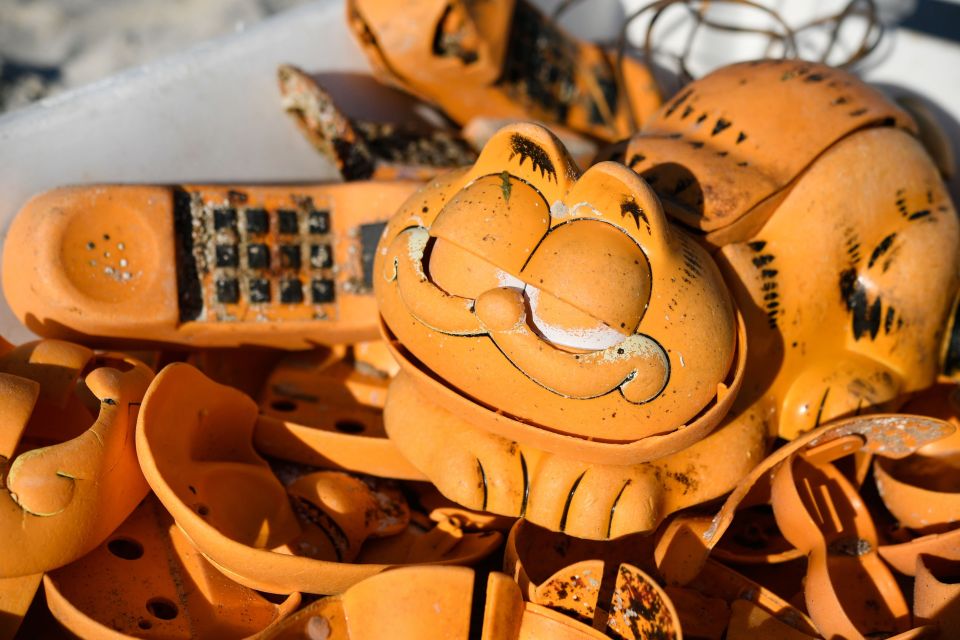  Orange Garfield phones washed up on the Iroise coast in Brittany