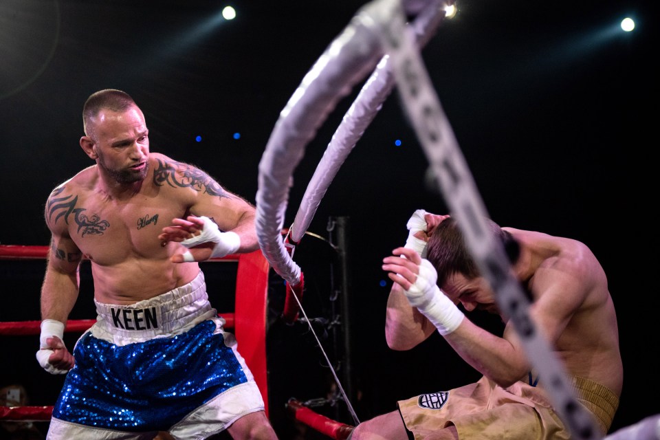  A boxer nearly gets punched out of the ring during his fight on Saturday night