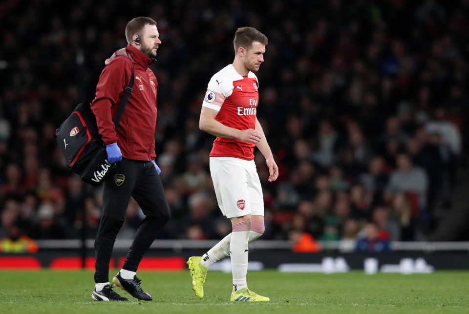  Aaron Ramsey hobbled off to hand Arsenal an injury concern