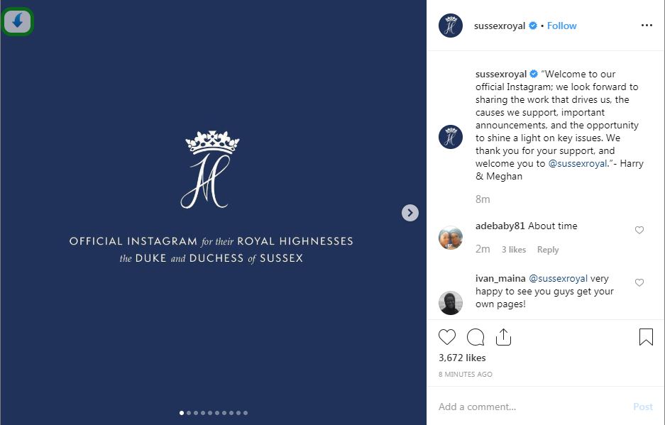  The royal couple created their new Instagram account yesterday morning