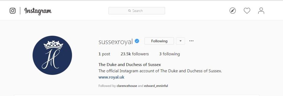  The @SussexRoyal Instagram account was launched last week, and now has over 4.3million followers