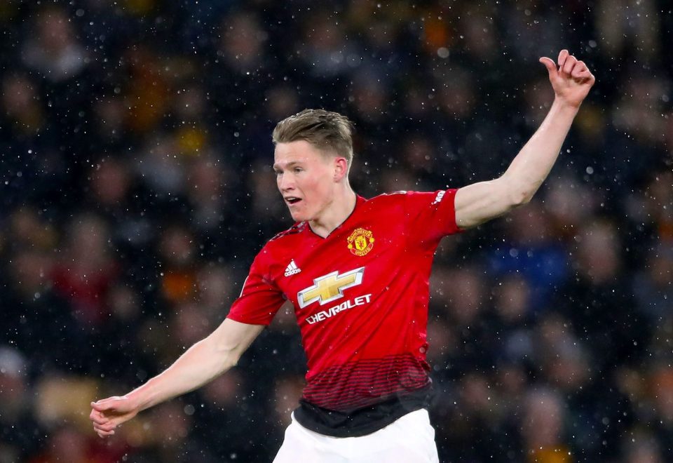  Scott McTominay celebrates after scoring his first Manchester United goal