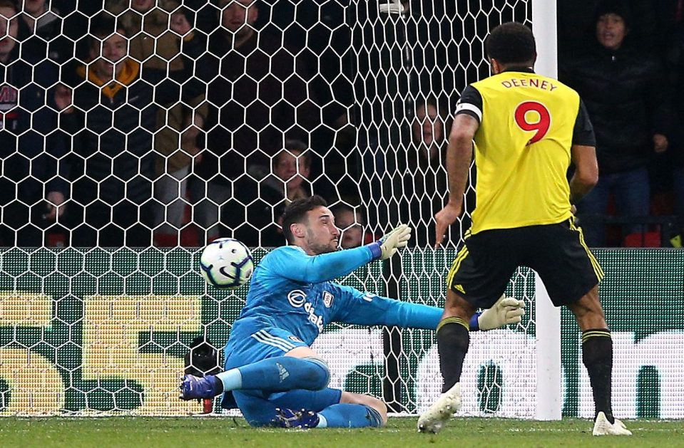  Watford striker Troy Deeney pounces to make it 3-1 on 69 minutes