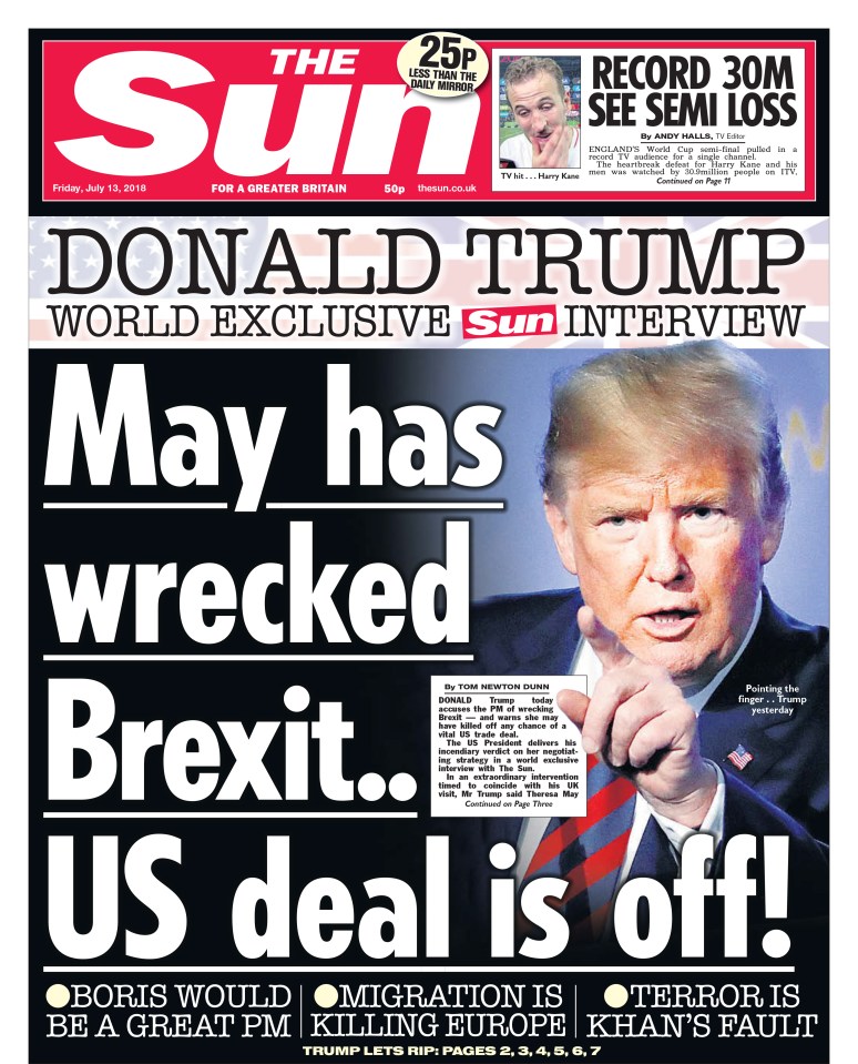 Donald Trump spoke to The Sun ahead of his visit