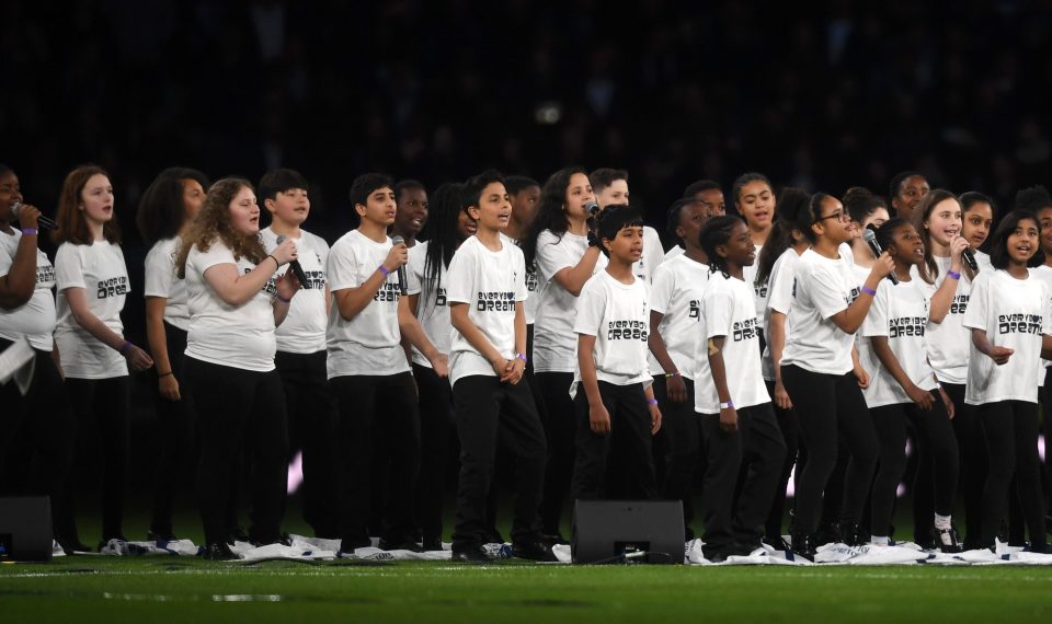  Pupils in the choir at Gladesmore Community School were given a night to remember as they performed on the pitch before kick-off