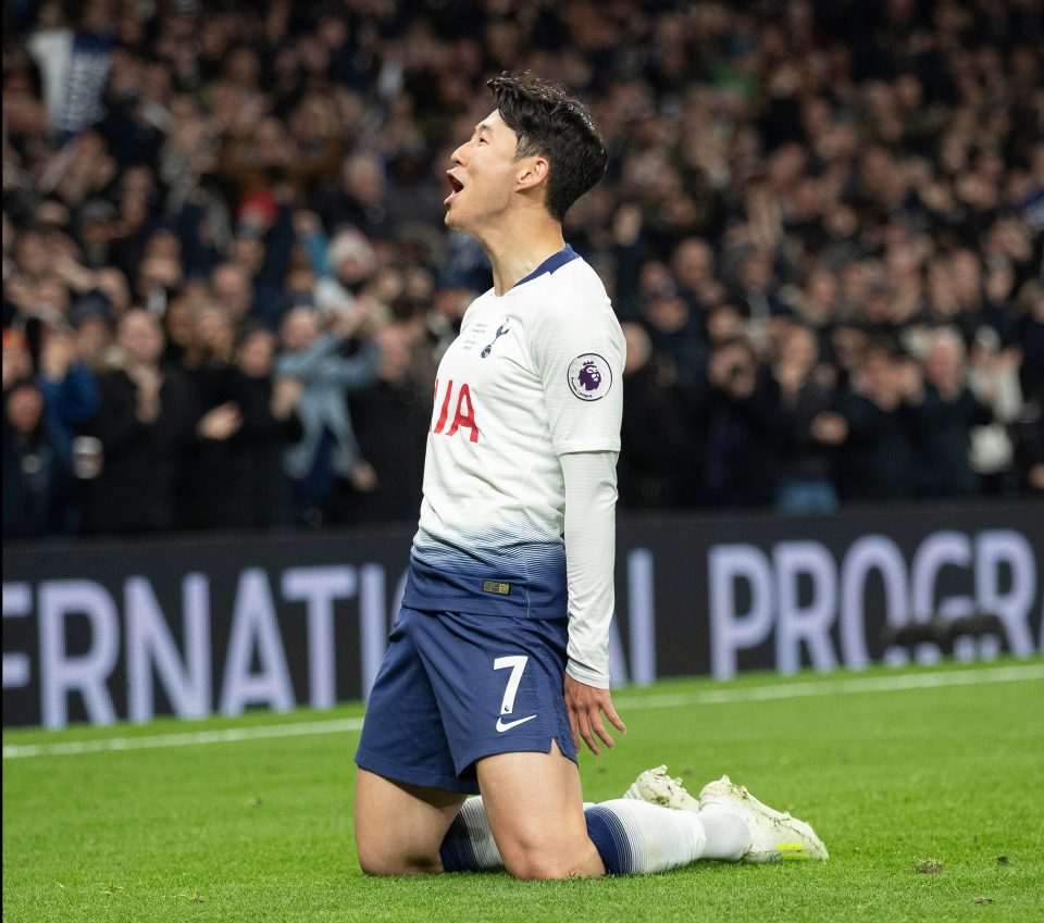  Son celebrates his goal, and will be hoping he won't have it taken away 