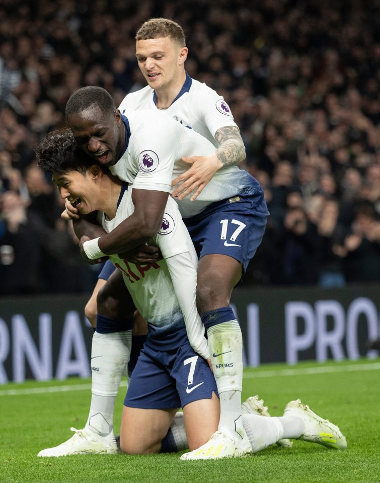  Spurs mob Son Heung-min after his historic opener put them on the way to a major boost for their top-four hopes