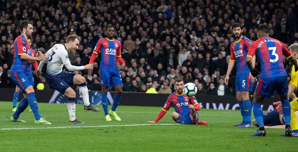  Midfielder Christian Eriksen doubles the Spurs lead to finish Crystal Palace off