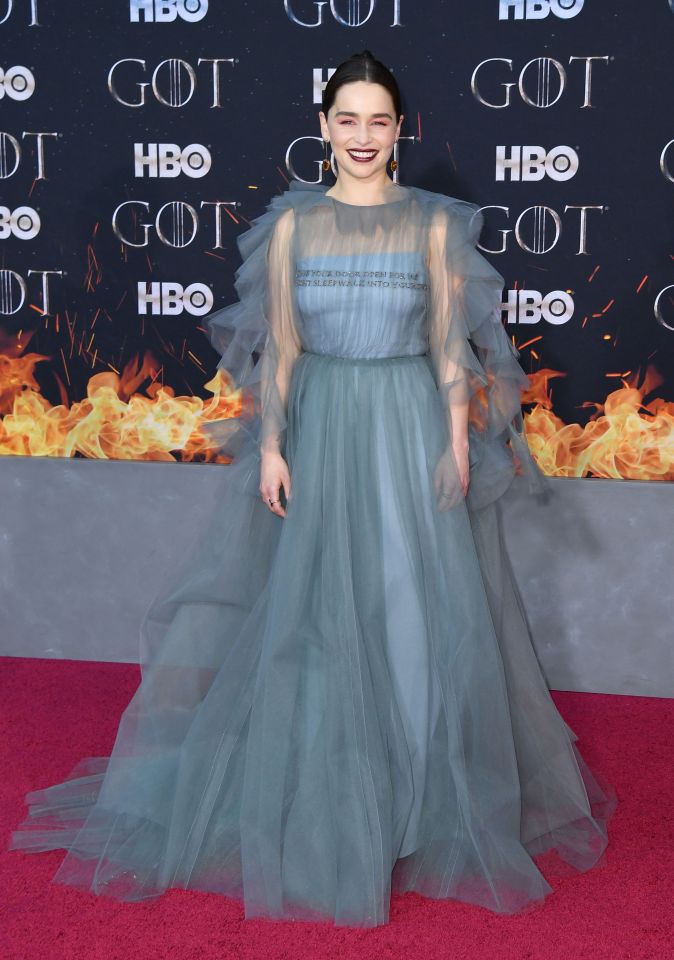  The cast, including Emilia Clarke who plays Daenerys Targaryen, made an appearance for the season eight premiere in New York