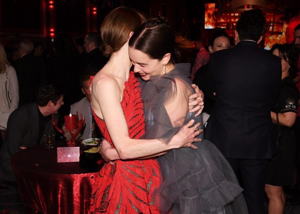  Emilia and Rosie embrace as they afterparty gets underway