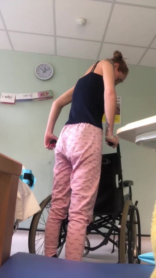  She is now having to learn how to walk after being left paralysed