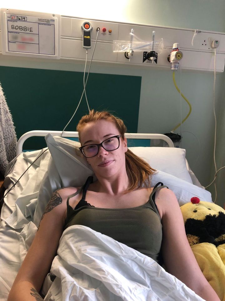  Bobbie Jarvis in hospital after suffering a stroke at the age of 24