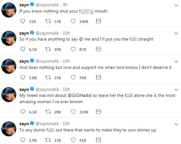  Zayn unleashed a series of angry tweets