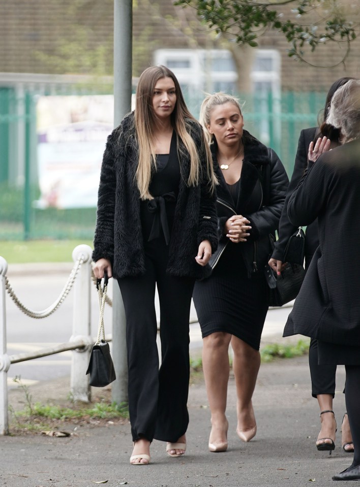  Love Island star Zara arrives at the funeral