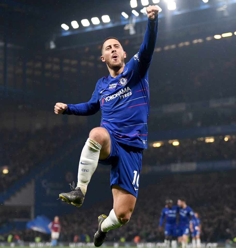  The Belgian magician jumps for joy as he seals the three points for Chelsea