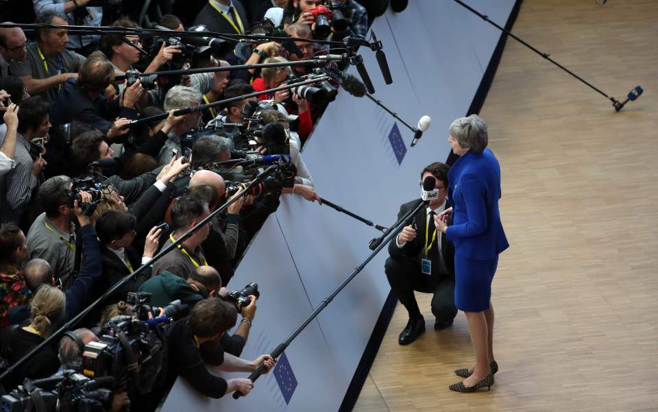  Mrs May delivering a statement before the start of the gathering