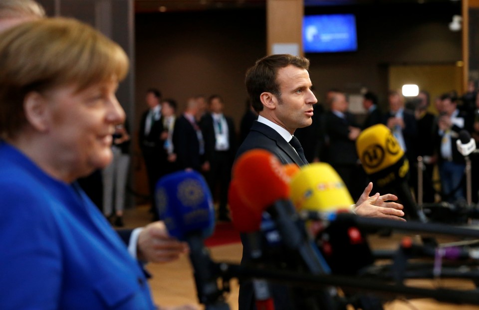  Angela Merkel and Emmanuel Macron were miles apart - showing some of the first EU splits over Brexit