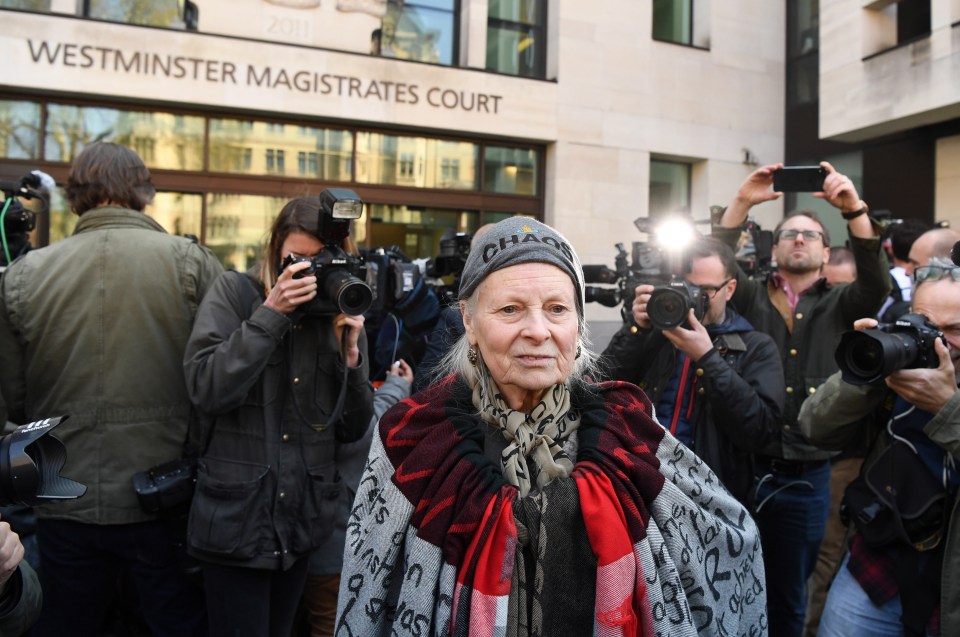  Fashion designer Vivienne Westwood - a long time supporter of Assange - outside the court