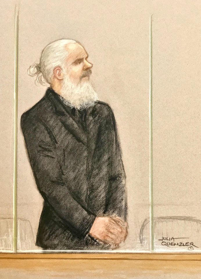  This is the sketch of Assange from when he went before the judge on April 11 at the Westminster Magistrates' Court and was found guilty of skipping bail