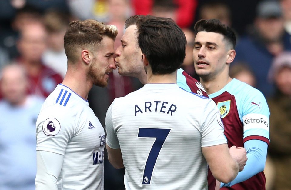  Ashley Barnes planted a kiss on Joe Bennett's nose in a hilarious moment at Turf Moor