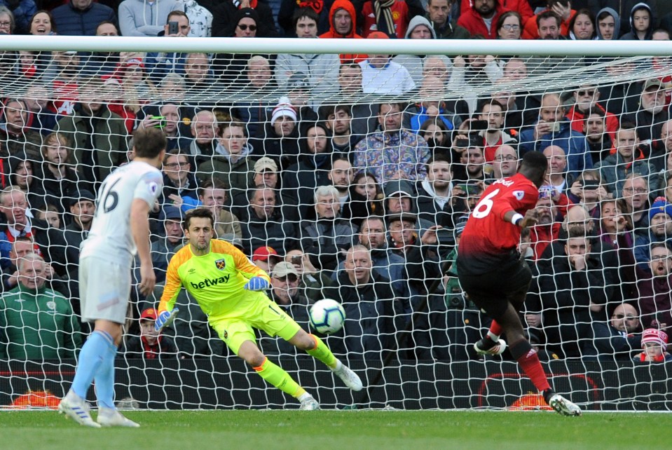  Paul Pogba scored twice from the penalty spot against the Hammers