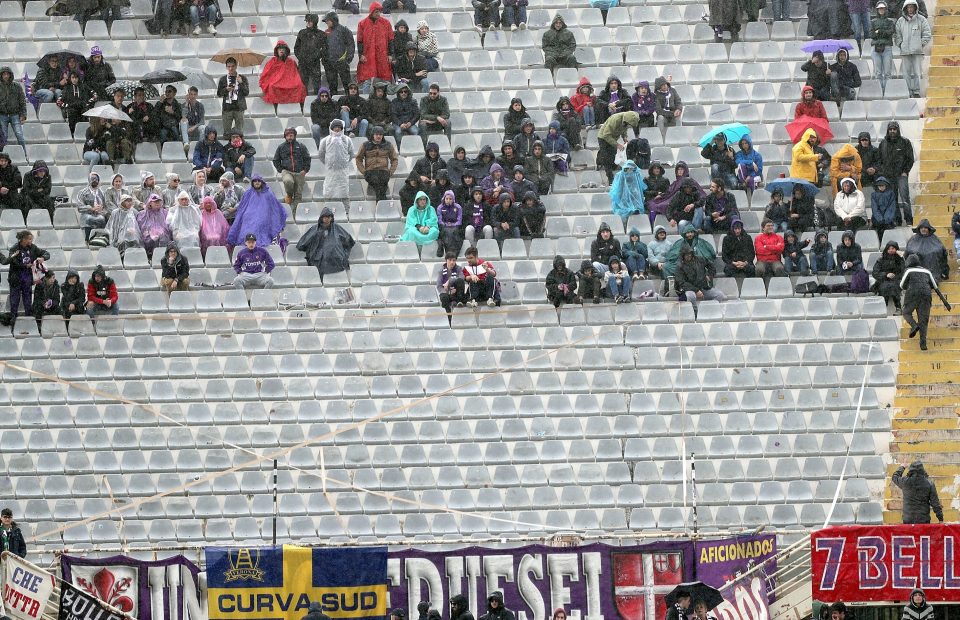  Only a handful of fans watched the first-half from the stands