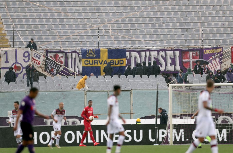  Fiorentina fans boycotted the first-half of their game against Bologna