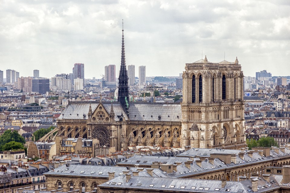 An aerial view of the Notre Dame Cathedral in Paris, France, before the April 15, 2019 blaze