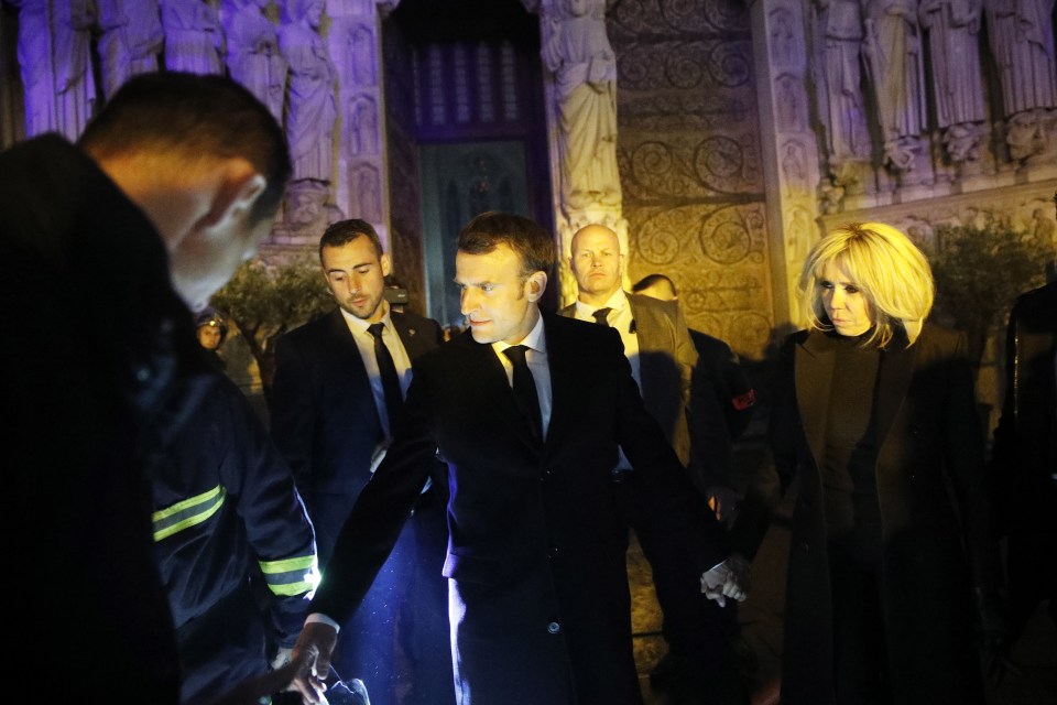  President Emmanuel Macron and his wife Brigitte pay a visit to firemen fighting against the inferno