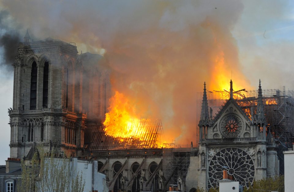  Flames can be seen taking hold of the structure that took hold yesterday evening