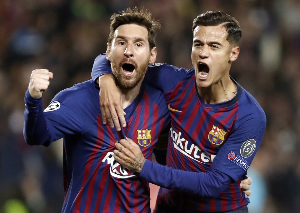  Messi and Coutinho fired Barcelona to the Champions League semis