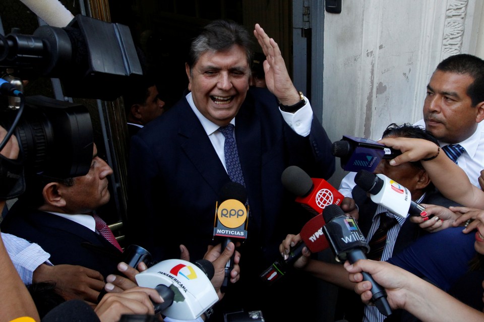 Former Peruvian president Alan Garcia shot himself in the neck when police arrived to arrest him