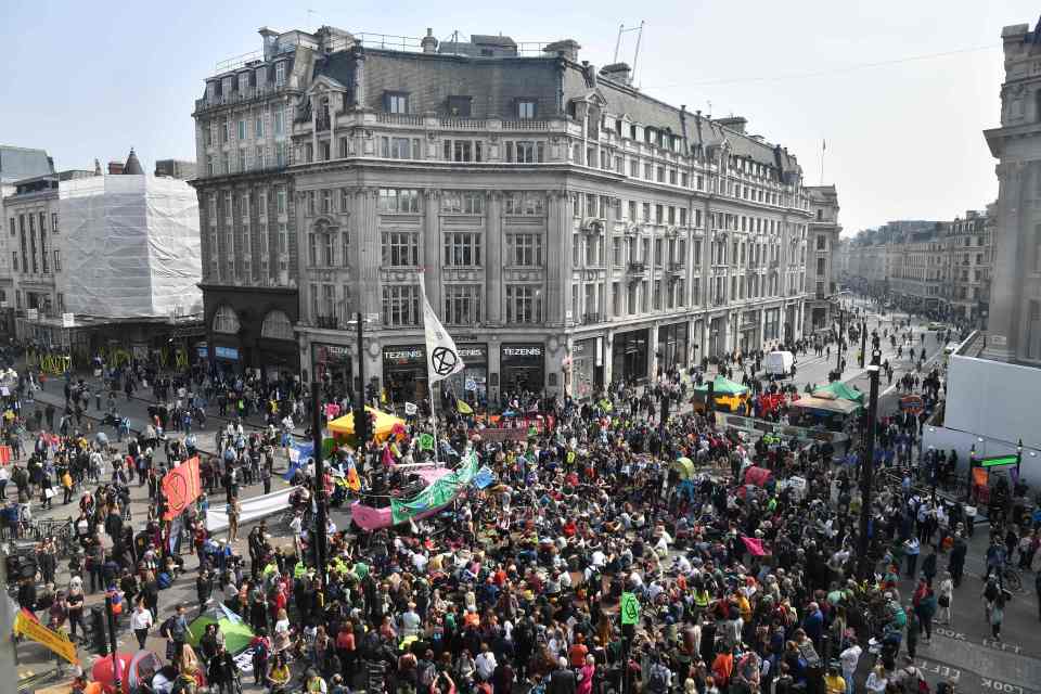  Oxford Circus was blocked on Wednesday, with the Extinction Rebellion climate change protests still going