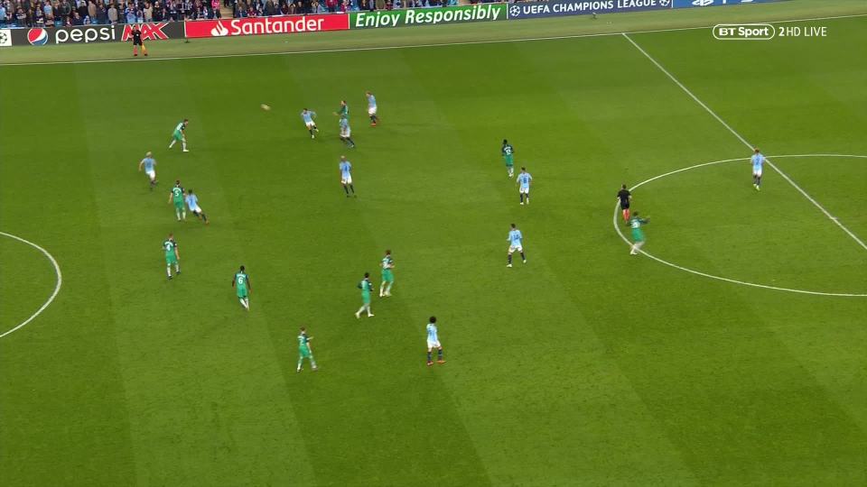  Sergio Aguero was adjudged to have been offside before he laid it off to Sterling