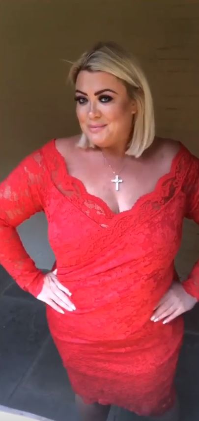  Gemma sizzled in a red, lace dress