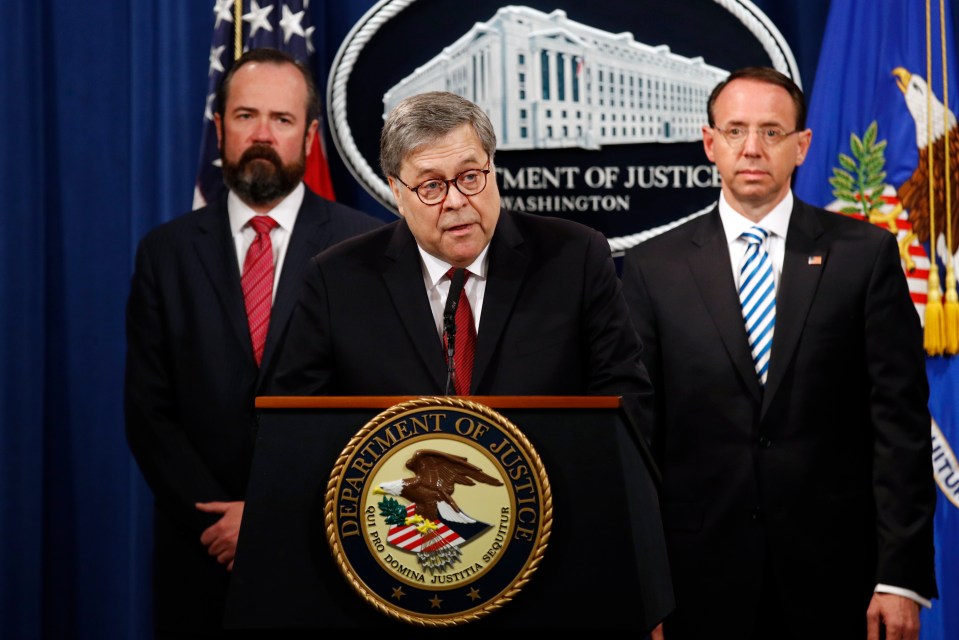  William Barr speaking at the release of Mueller's report