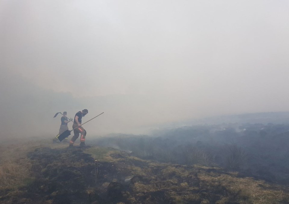  Fire crews battle a wildfire on the Lyme Park estate