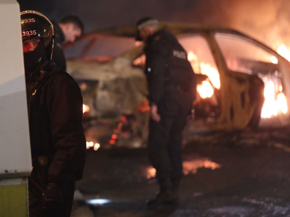  At least 50 petrol bombs were thrown during the rioting