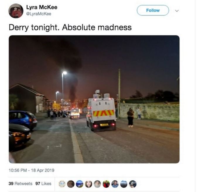 The scenes in Derry were described as ‘absolute madness’ by Lyra