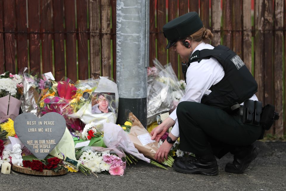  Flowers left for Lyra today in Derry where she was shot dead