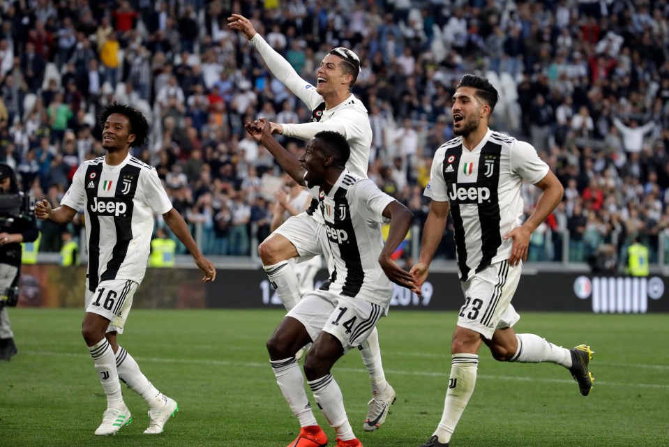  Cristiano Ronaldo celebrates Juventus' Serie A title in his first season in Italy