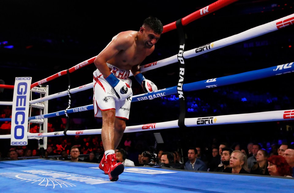  Amir Khan took a low blow from Terence Crawford and decided he could not continue