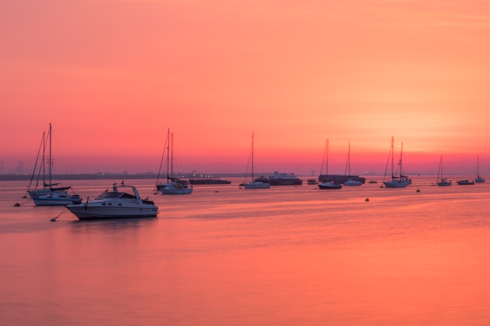 Saharan dust is making the sky look more red than usual, pictured here the Thames in Gravesend, Kent