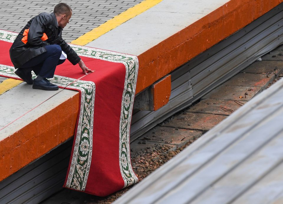  A red carpet was also draped over the train platform in anticipation of his arrival