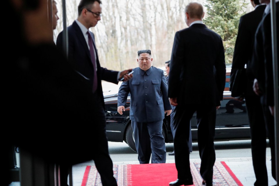  Kim arriving for his talks with Putin in Vladivostok