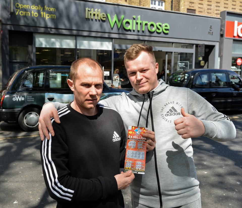  Jobless pals Mark Goodram, 36, and Jon-Ross Watson, 31, bought the scratchcard on Bank Holiday Monday morning but are yet to receive the payout