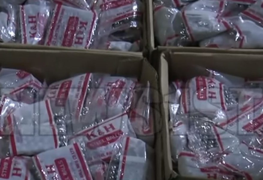  The findings included bags containing 100,000 ball bearings