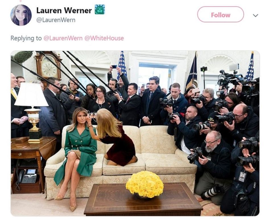  This meme seemed to show Kellyanne fixing Melania's hair