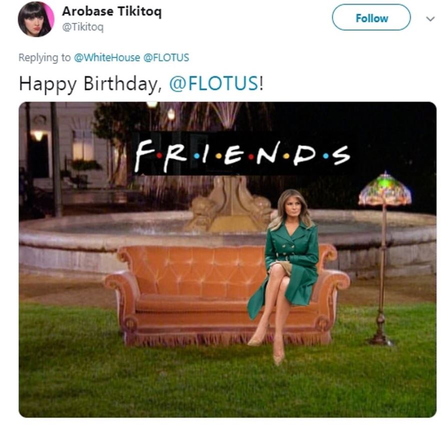 The apparent loneliness of Melania was made apparent with this mock up from Friends